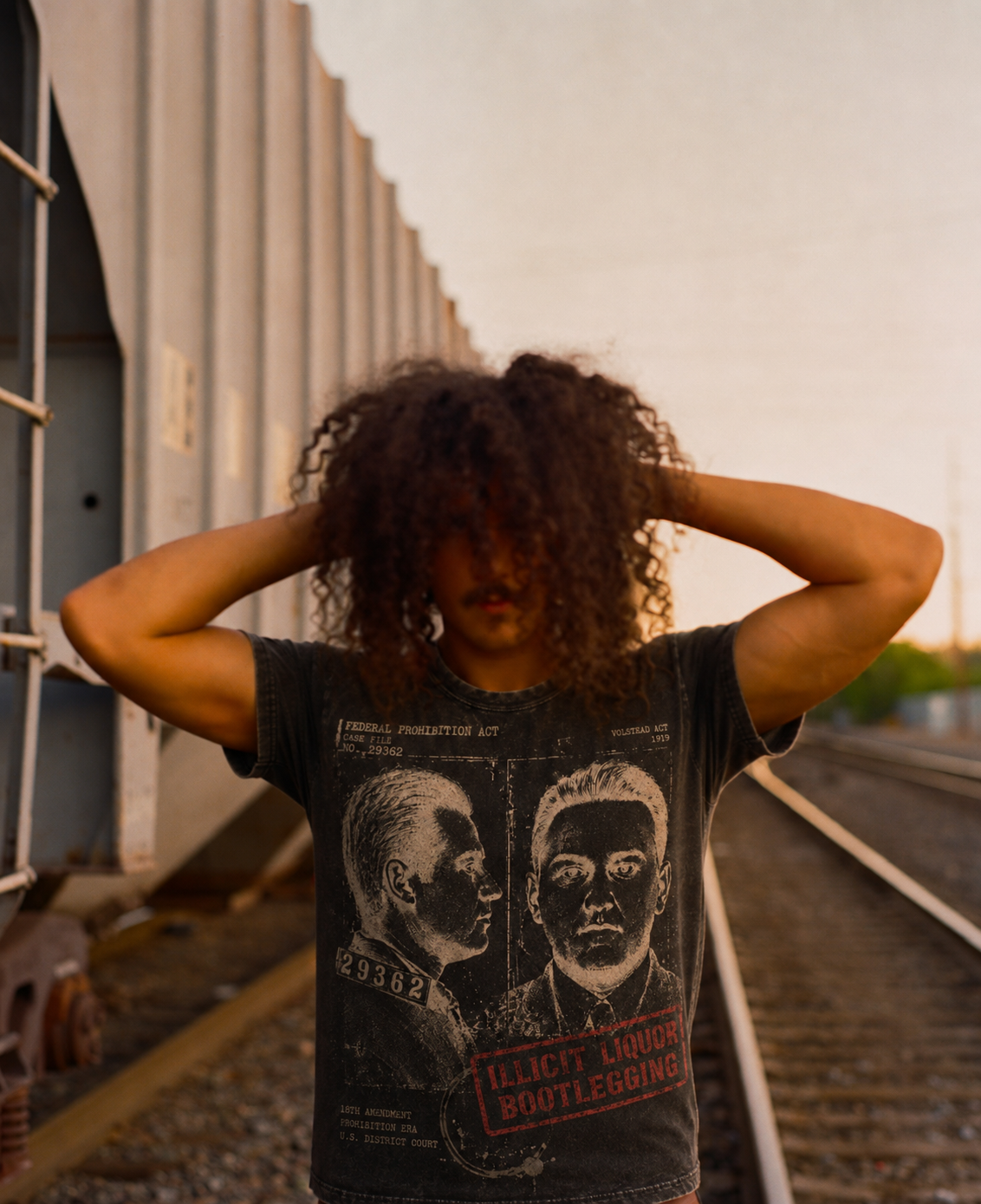 The prohibition tee, a file with two faces, washed black